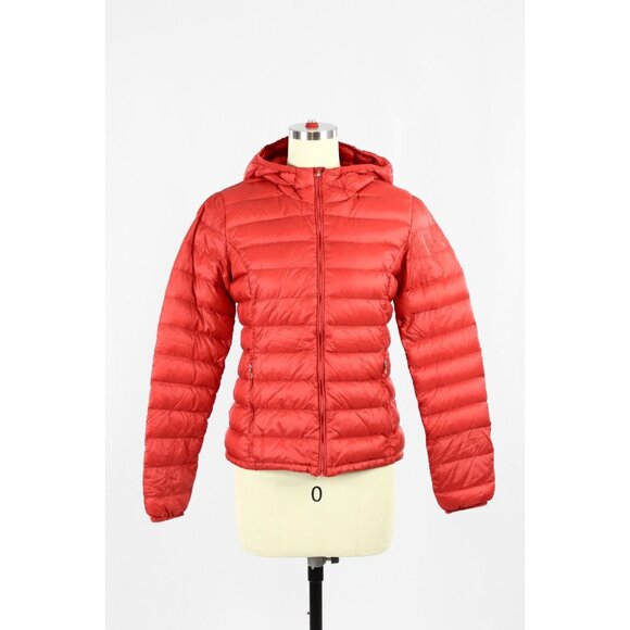 Aritzia TNA Botanie Catalina Red Down Filled Hooded Slim Puffer Jacket, Size S - Picture 1 of 16